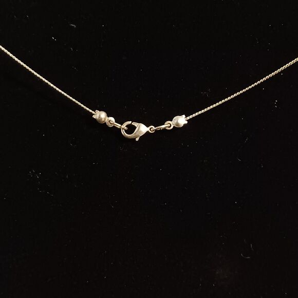 Silver-Toned Aqua Blue Fused Glass & Lucite Bead Statement Necklace, 24" - Picture 2 of 2